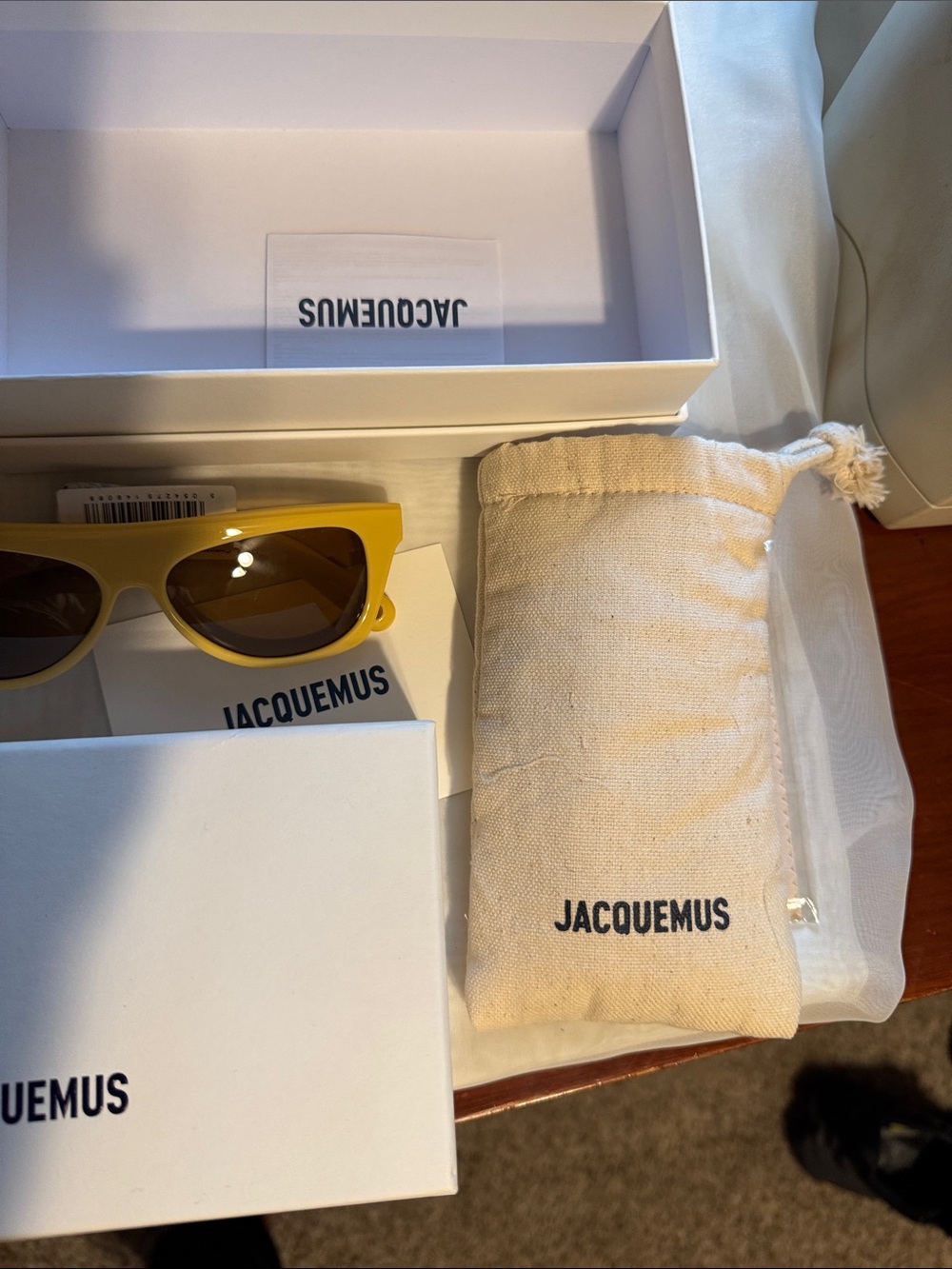 Jacquemus Cream Yellow Rectangular Sunglasses - Picture 6 of 12